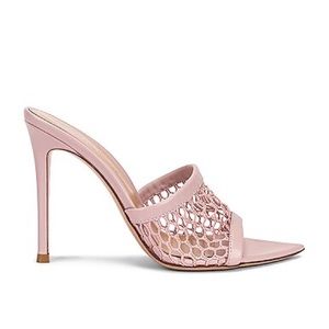 Gianvito Rossi pink netted mules